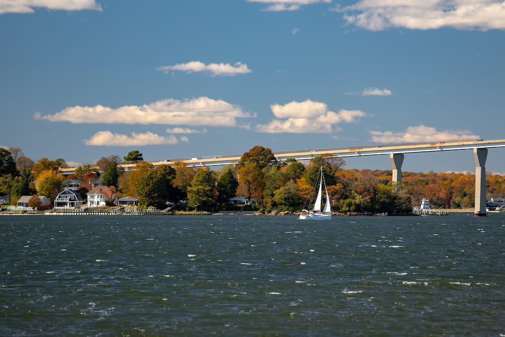 Scenic view across the Patuxent River in Southern Maryland in Autumn